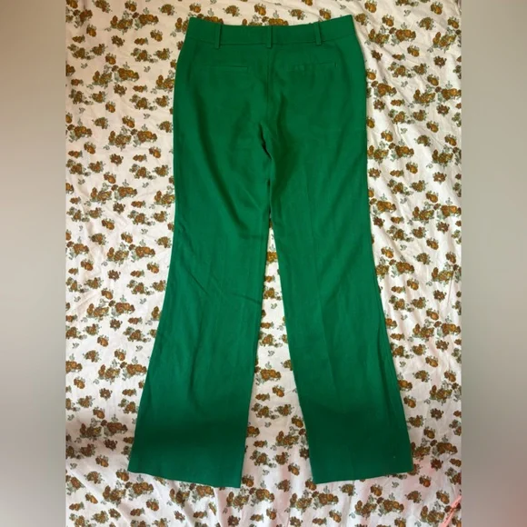 ANTHRO Elevenses the Brighton Kelly Green Linen Blend Pants Size 4 - Picture 11 of 13